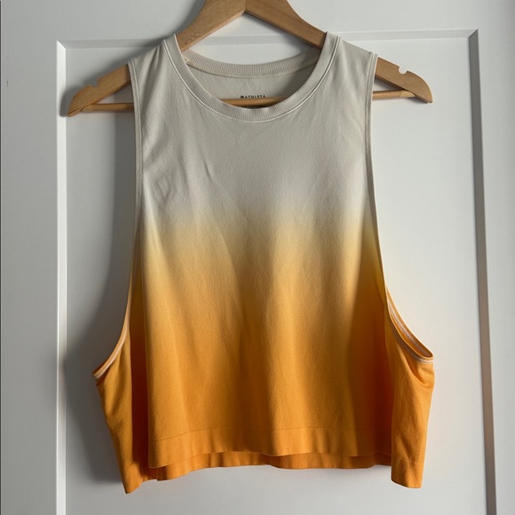 Athleta Tops - Athleta Mineral Wash Crop Tank Ombré Brilliant Orange